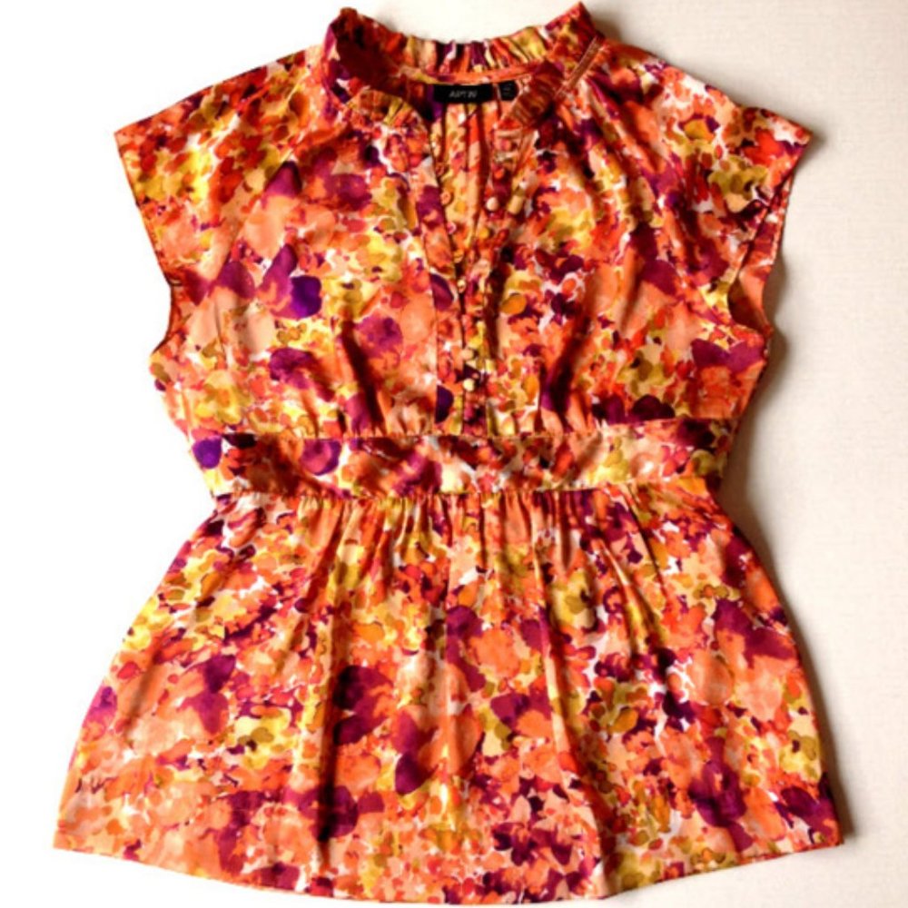 Apt. 9 Wine & Coral Abstract Print Blouse - Picture 8 of 8